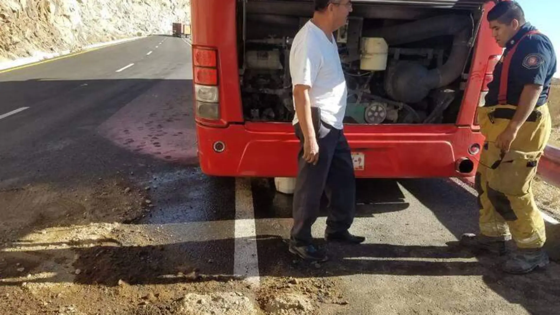 Se incendia camión de transportes en Rumorosa